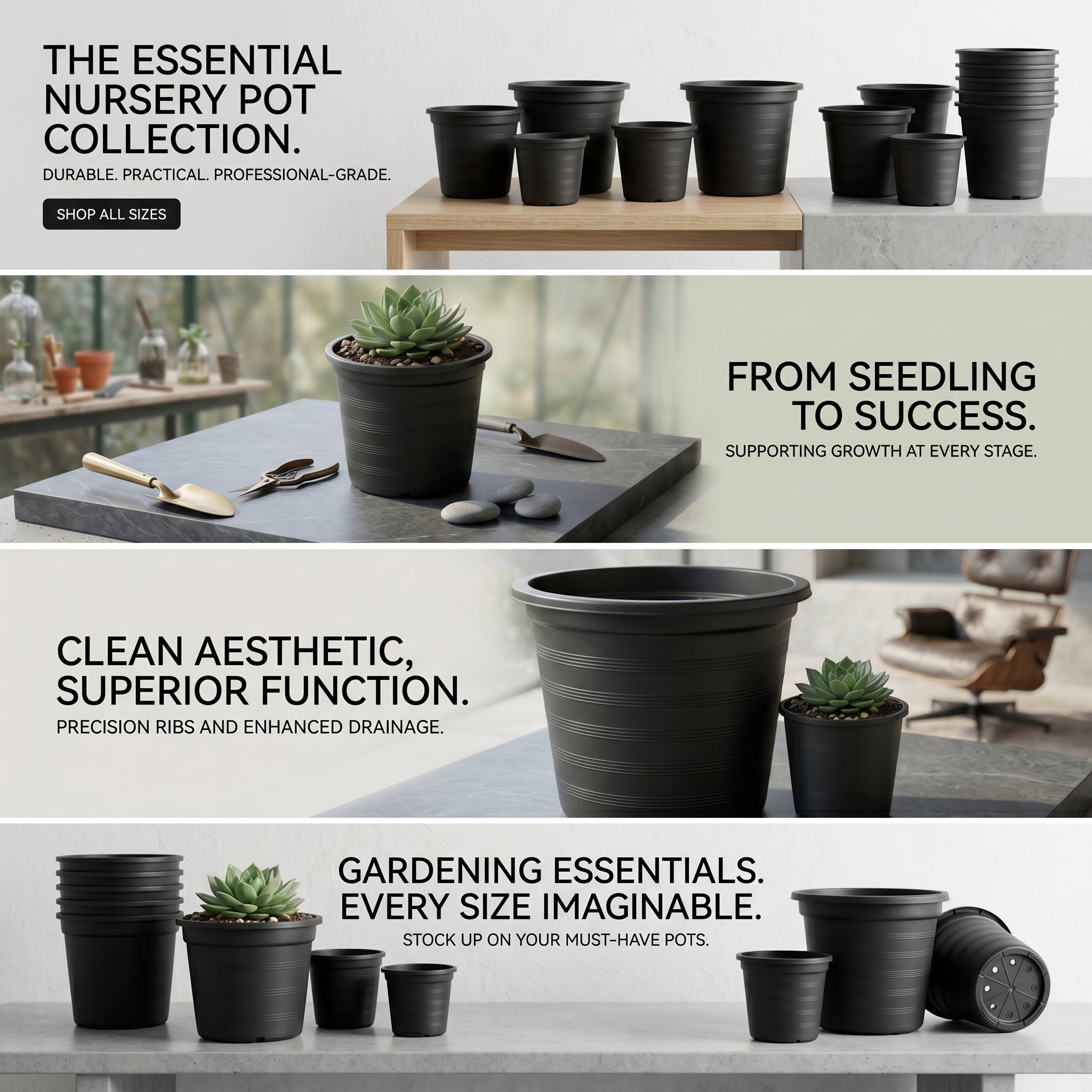 Black Plastic Pots – Botanical Garden