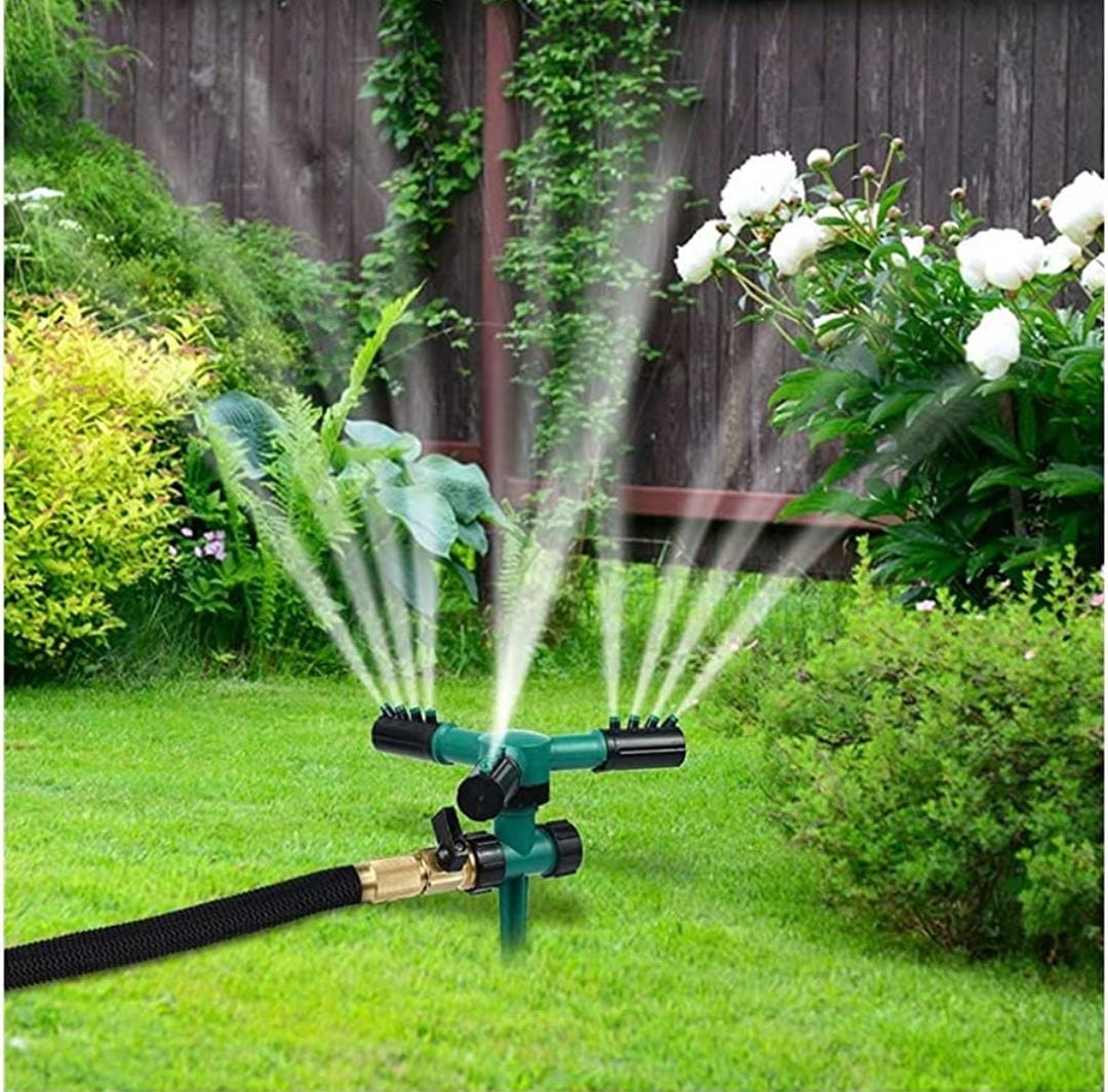 Garden Sprinkler with Ground Spike - Green (Automatic 360 Degree)