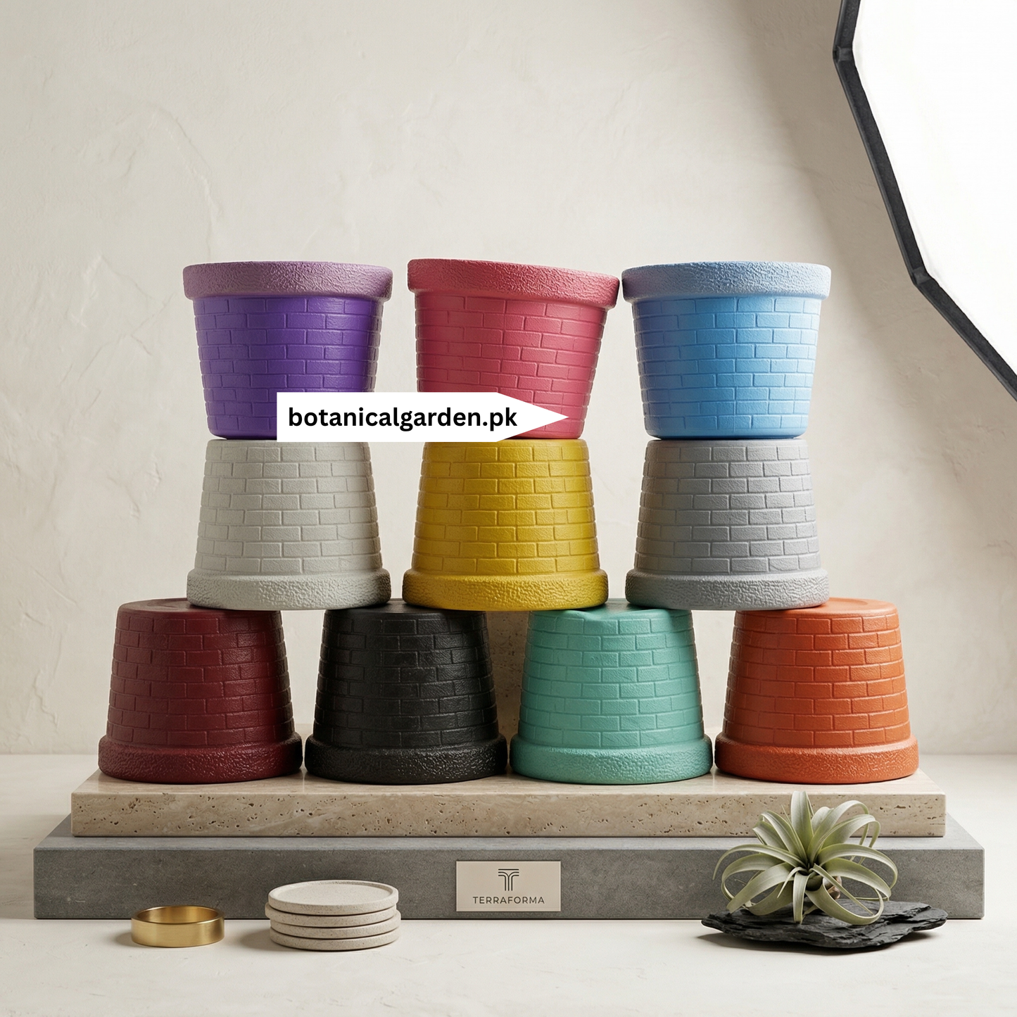Fiber Brick Pattern Pot 10inch