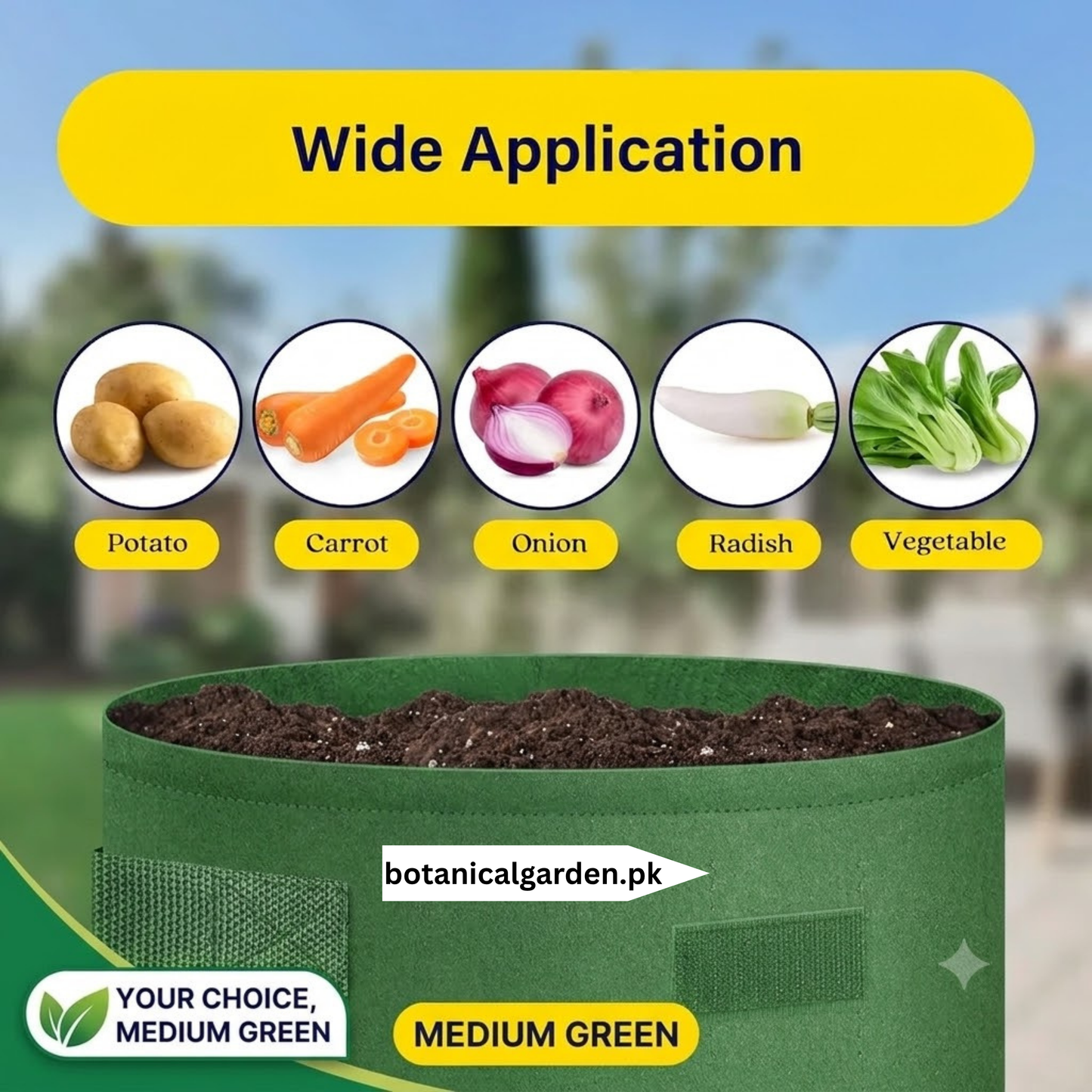 Potato Grow Bag with Harvest window & handle 13 inch