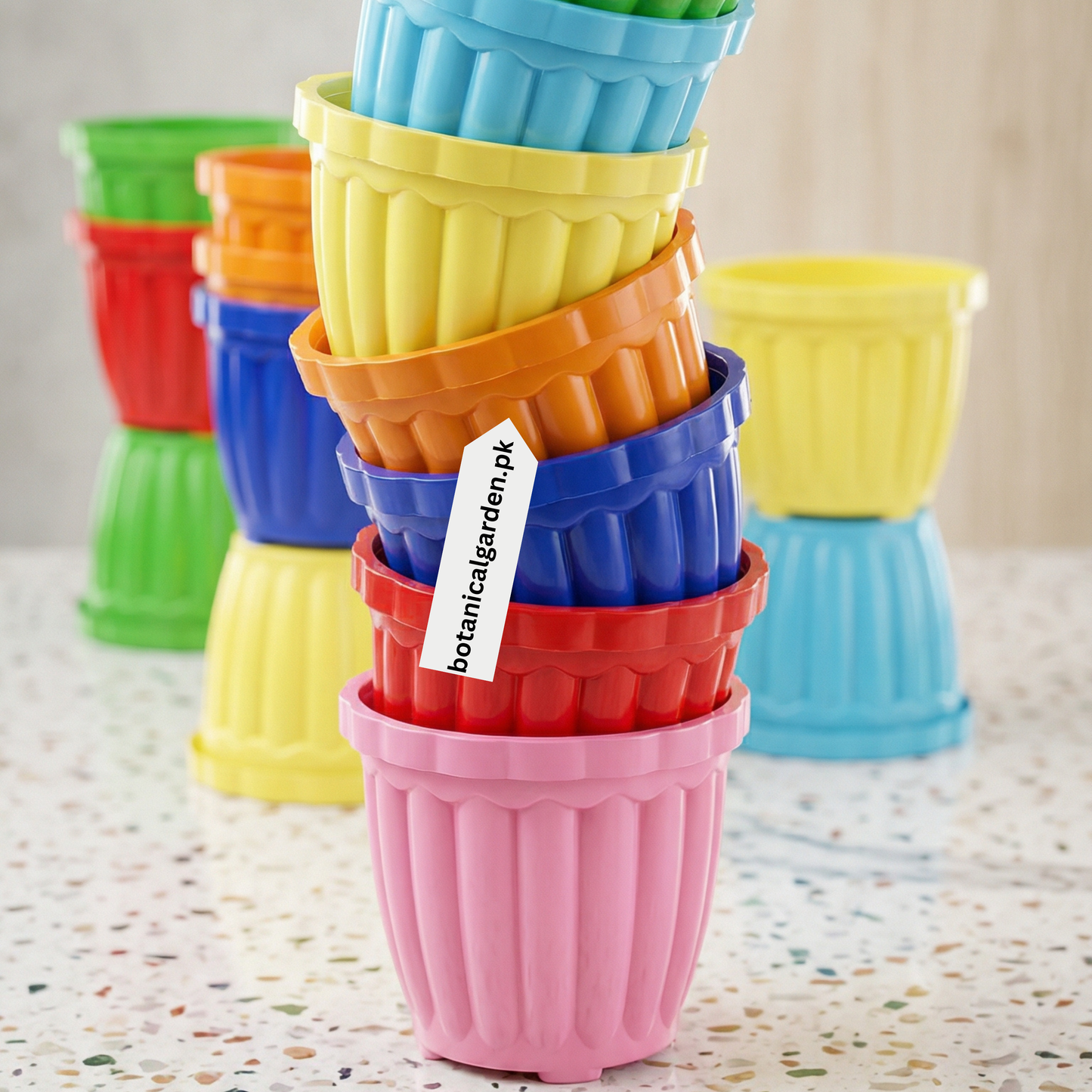 Ribbed Colorful Pots 7Inch