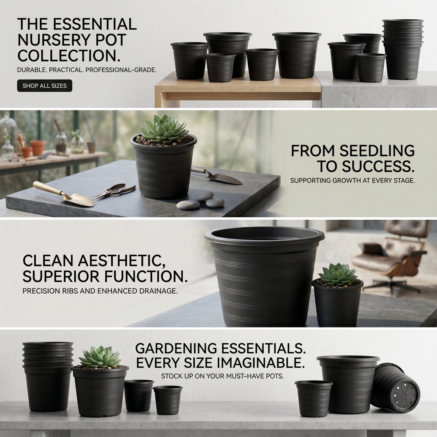 Black Plastic Pots