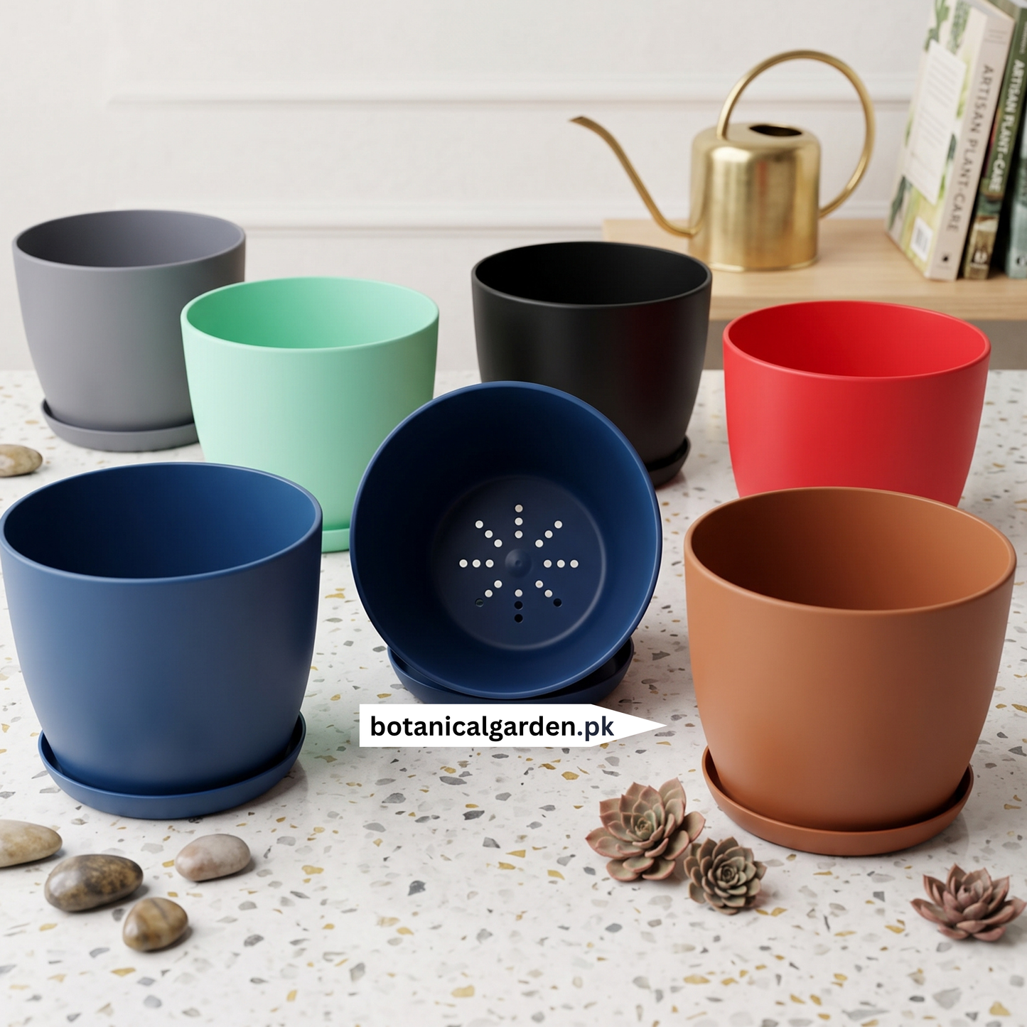 Premium Small Plant Pots 5.3Inch with Drainage & Saucers
