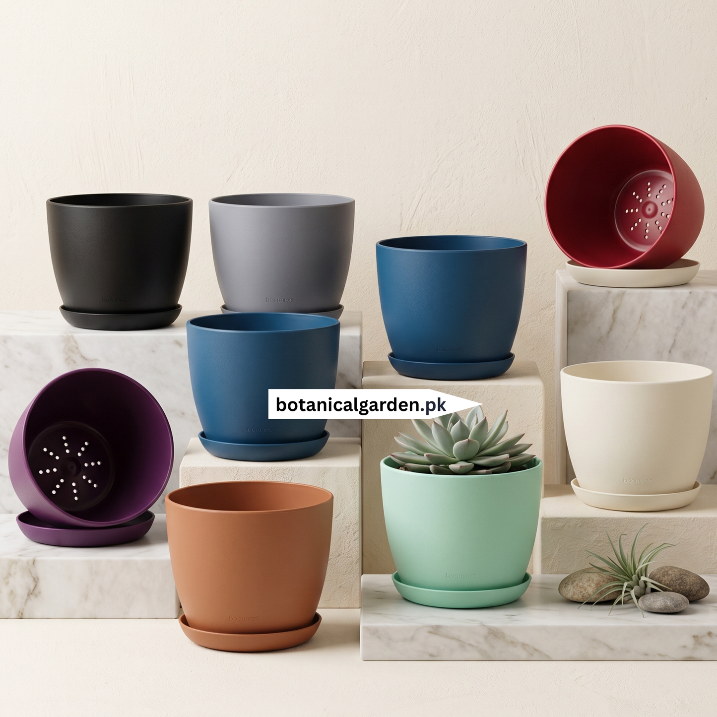 Premium Small Plant Pots 5.3Inch with Drainage & Saucers