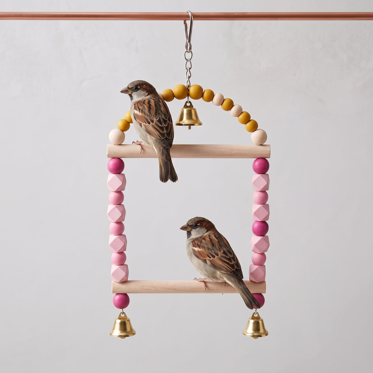 Wooden Bird Swing with Bells Toy