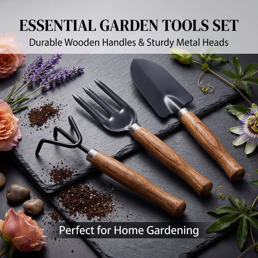 Wood Garden Tools Set 3 Pcs