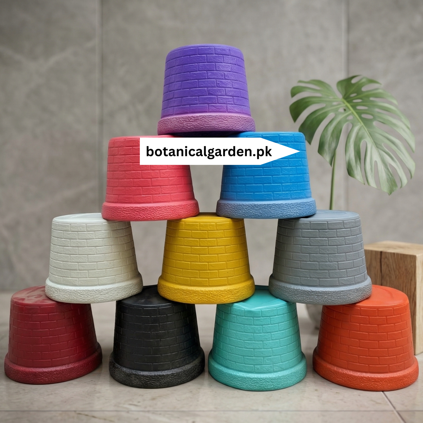Fiber Brick Pattern Pot 10inch
