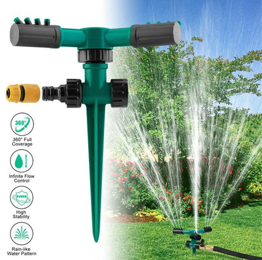 Garden Sprinkler with Ground Spike - Green (Automatic 360 Degree)