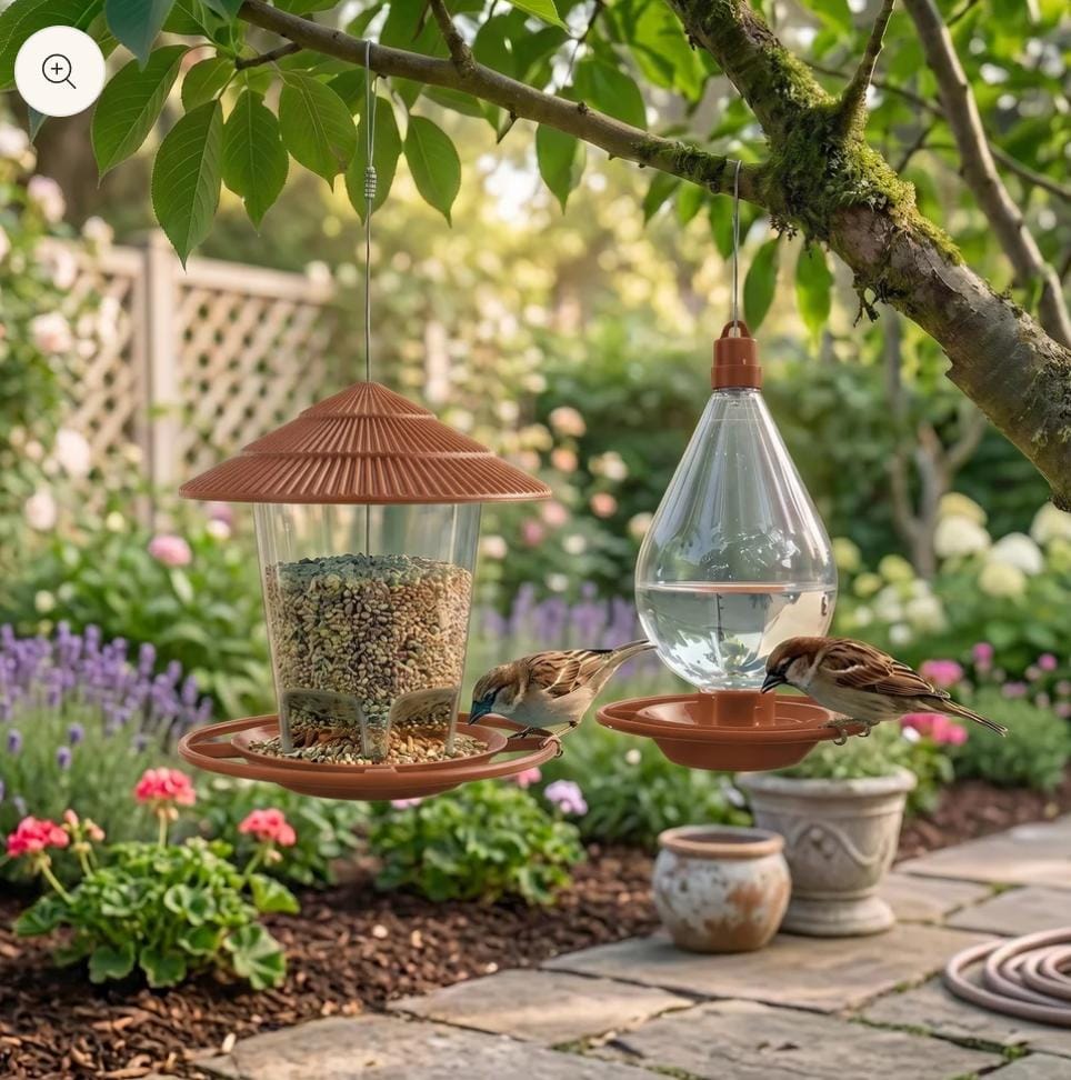 Premium Hanging Pair of 2  Birds Feeder & Drinker