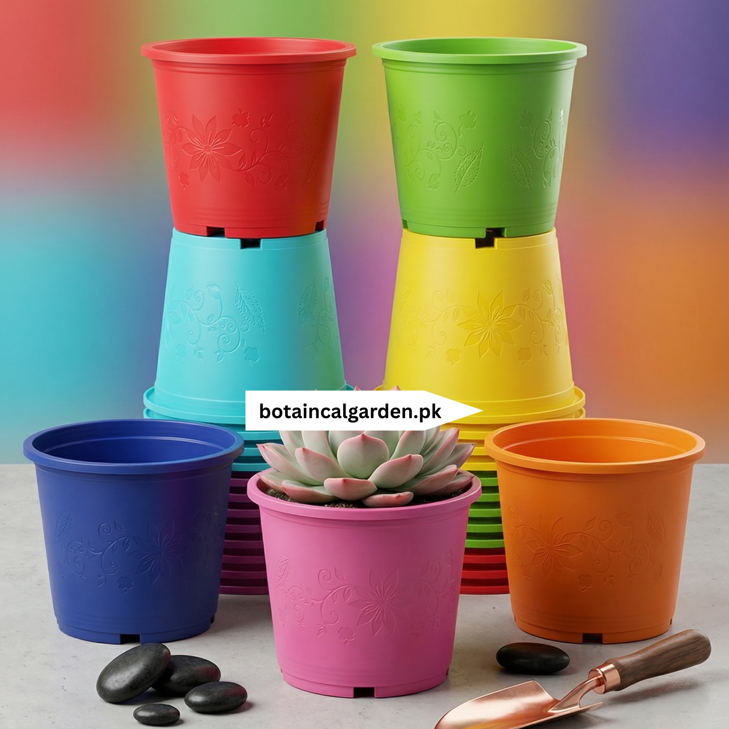 Colorful Plastic Pot 7Inch