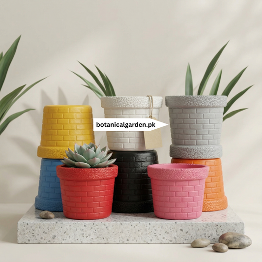 Fiber Brick Pattern Pot 6inch