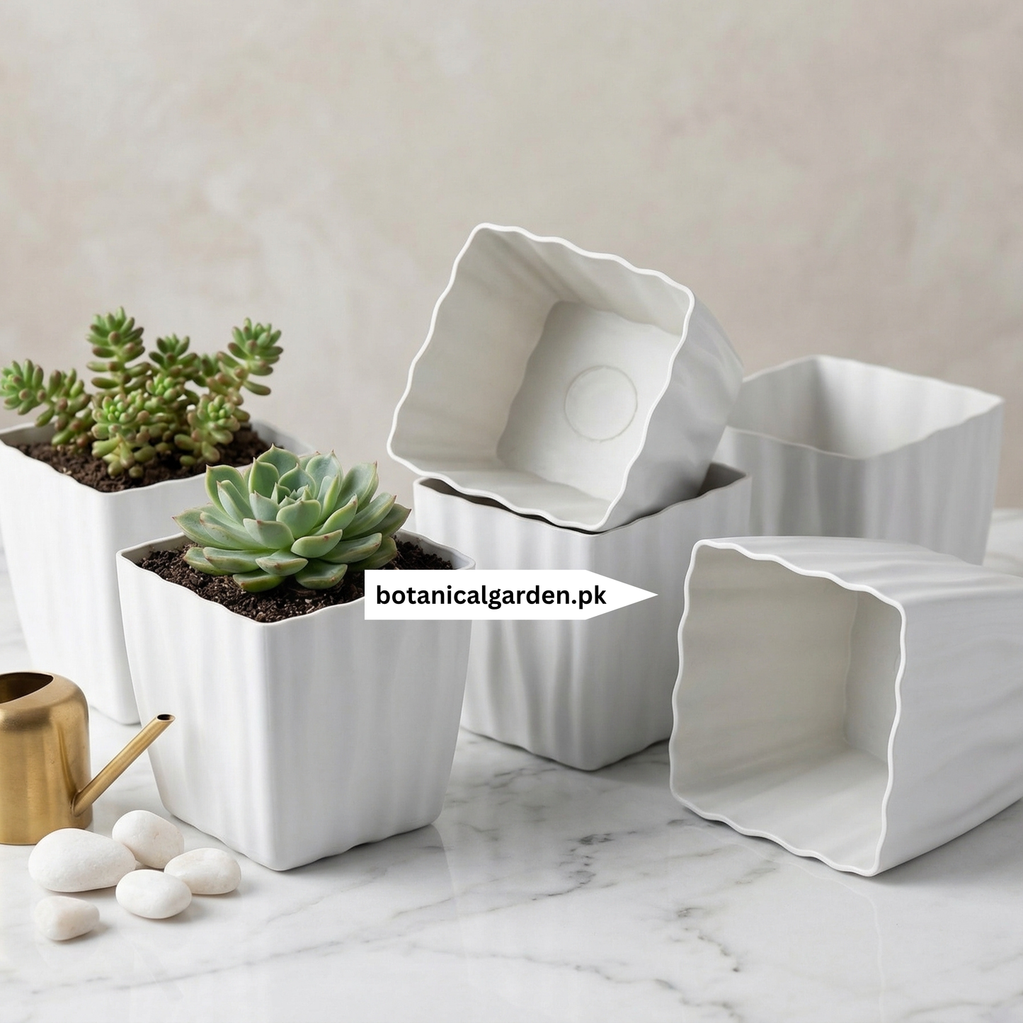 Stripe Square Pot 4inch