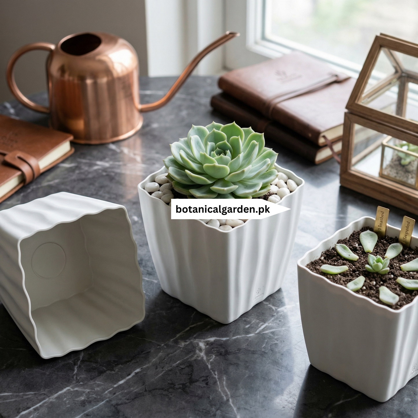 Stripe Square Pot 4inch