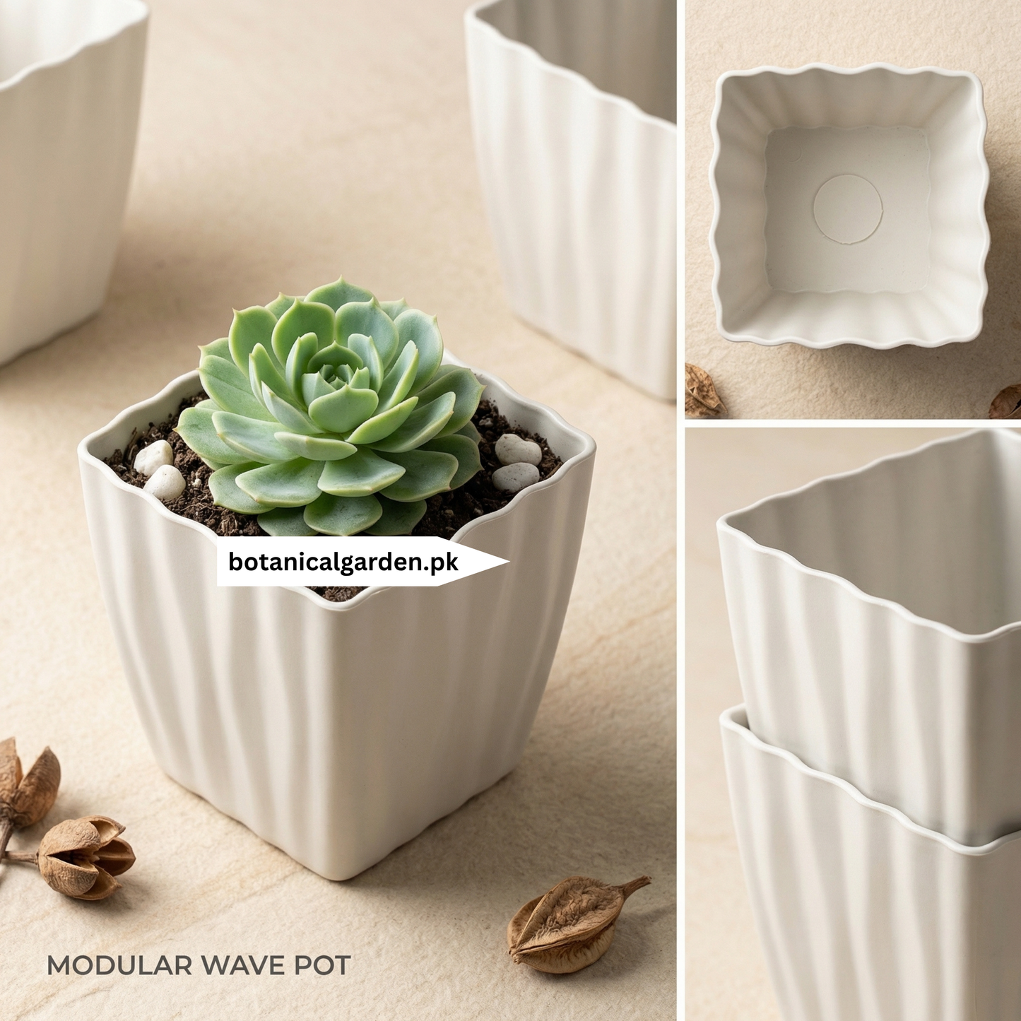 Stripe Square Pot 4inch