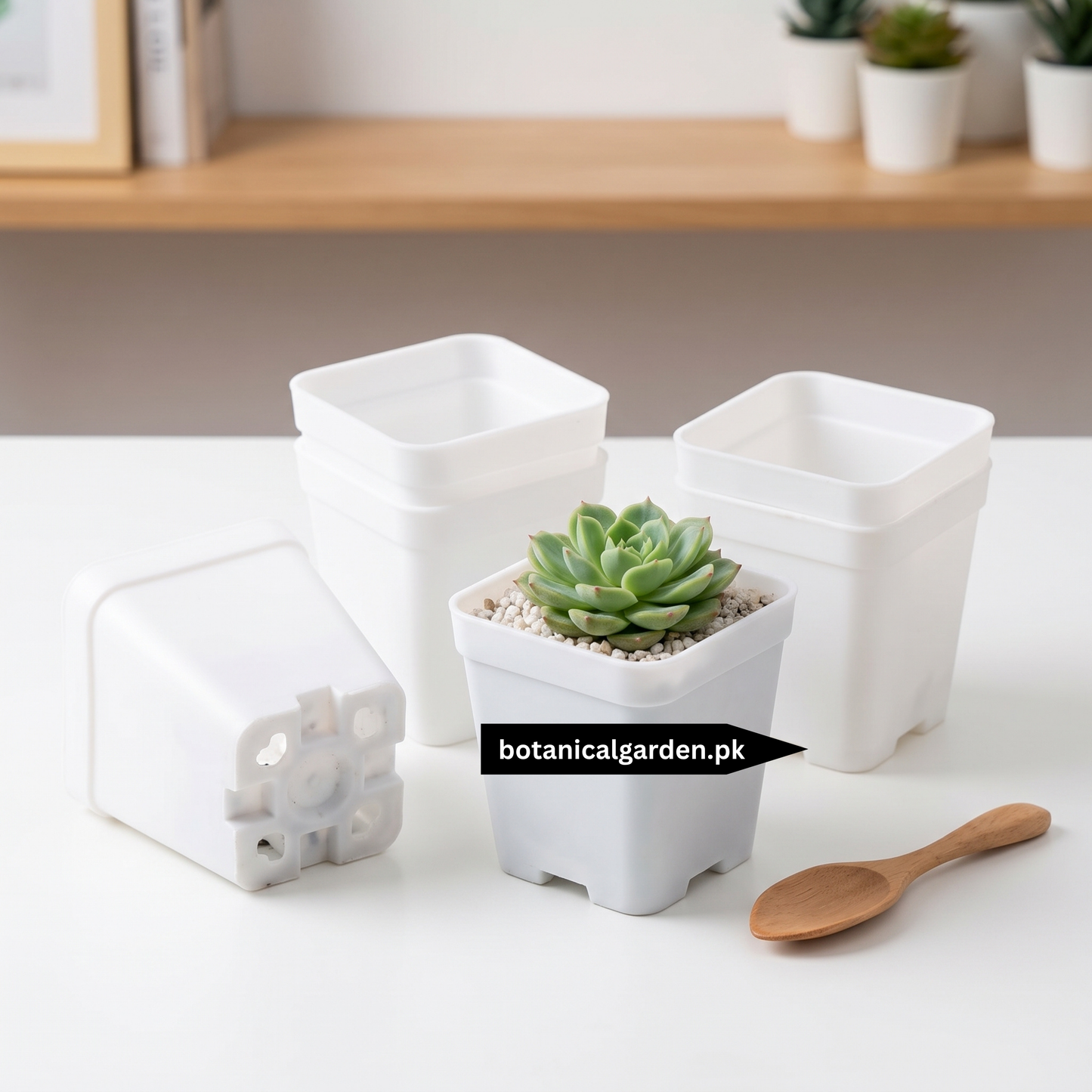 Square White Plastic Pot 3 Inch