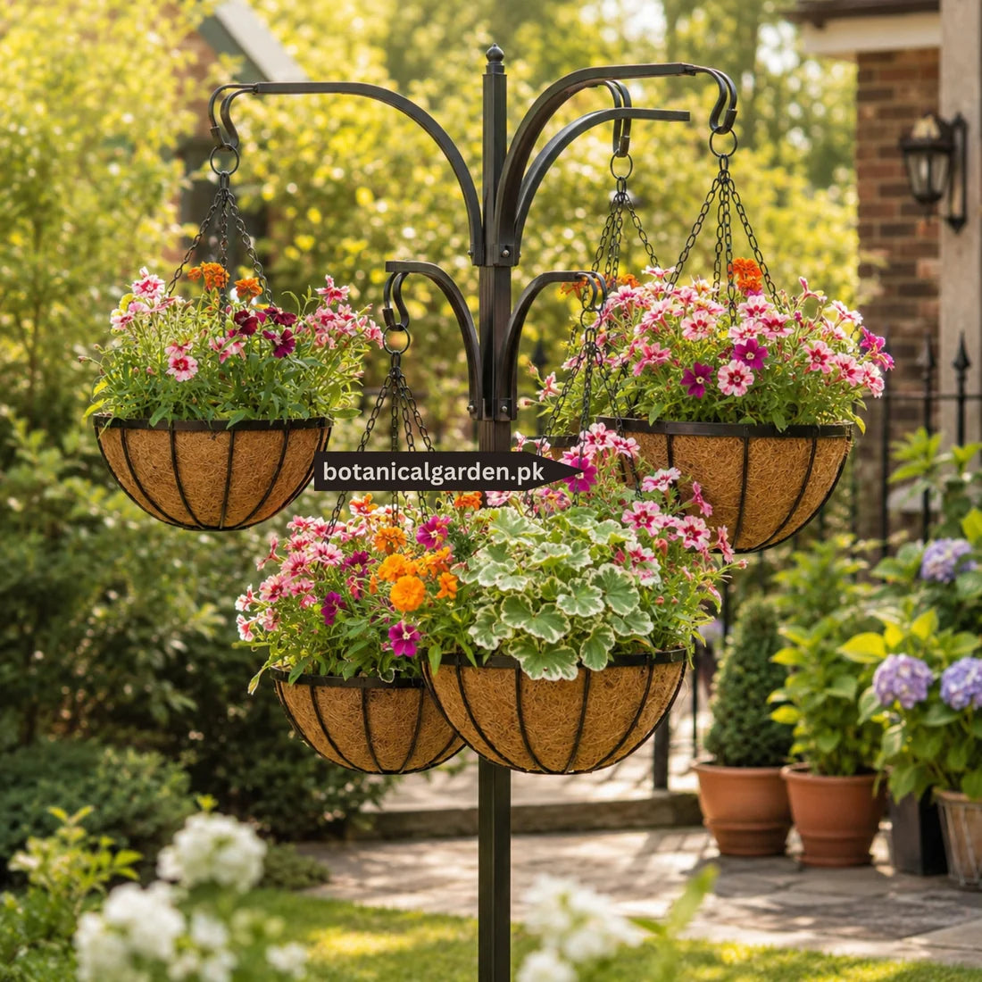 Metal Hanging Planter with Coco Coir Liner & Chain 8inch
