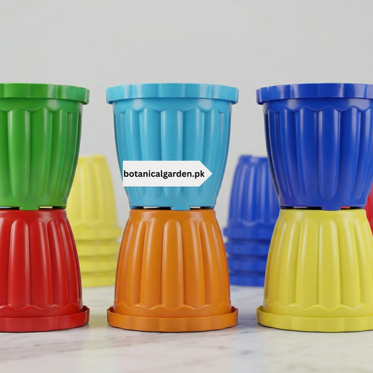 Ribbed Colorful Pots 7Inch