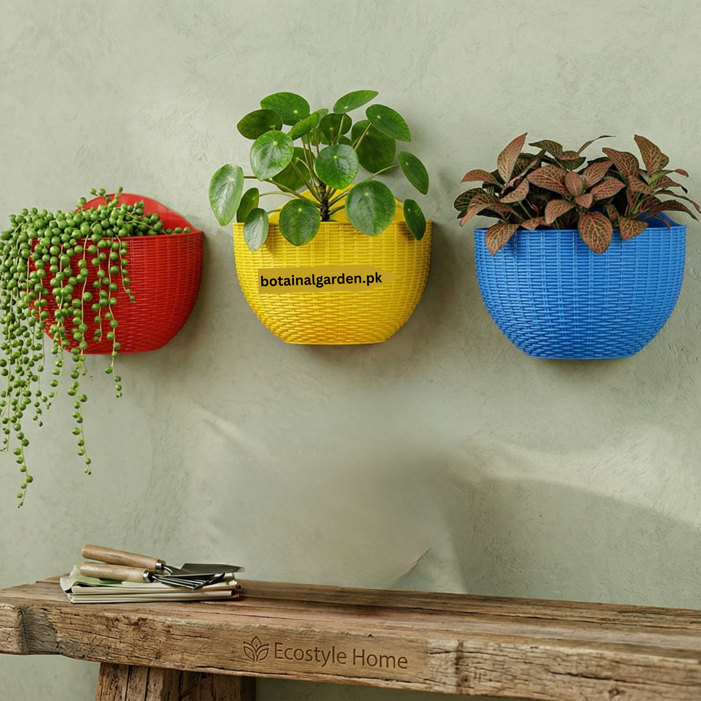 Rattan Style Wall Pots