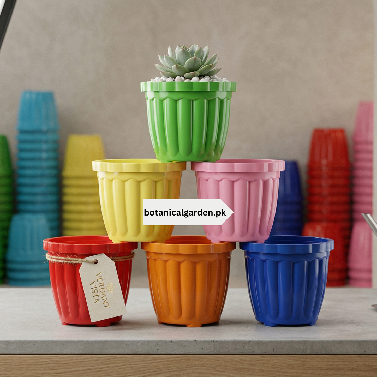Ribbed Colorful Pots 7Inch