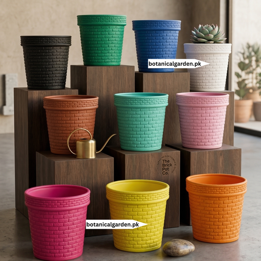 Plastic Fiber 3D brick texture Pot 9inch