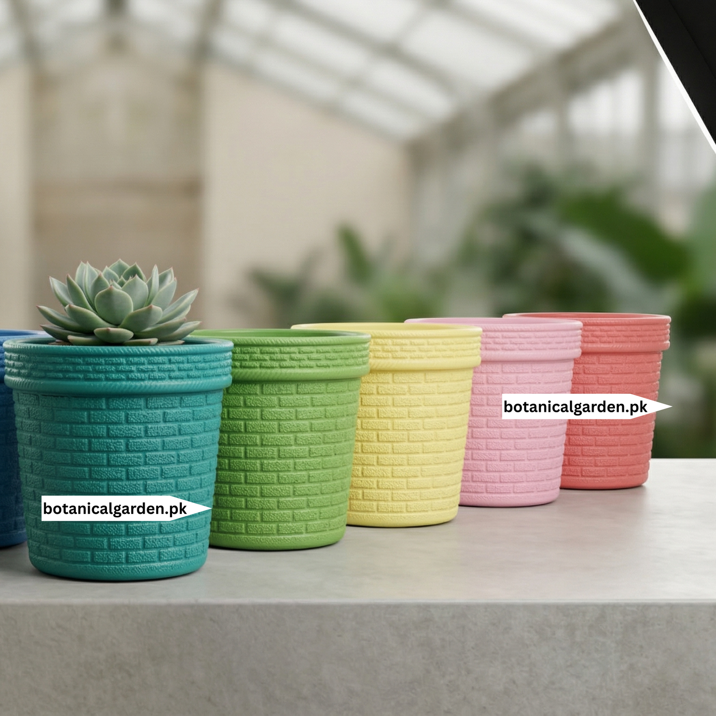 Plastic Fiber 3D brick texture Pot 9inch