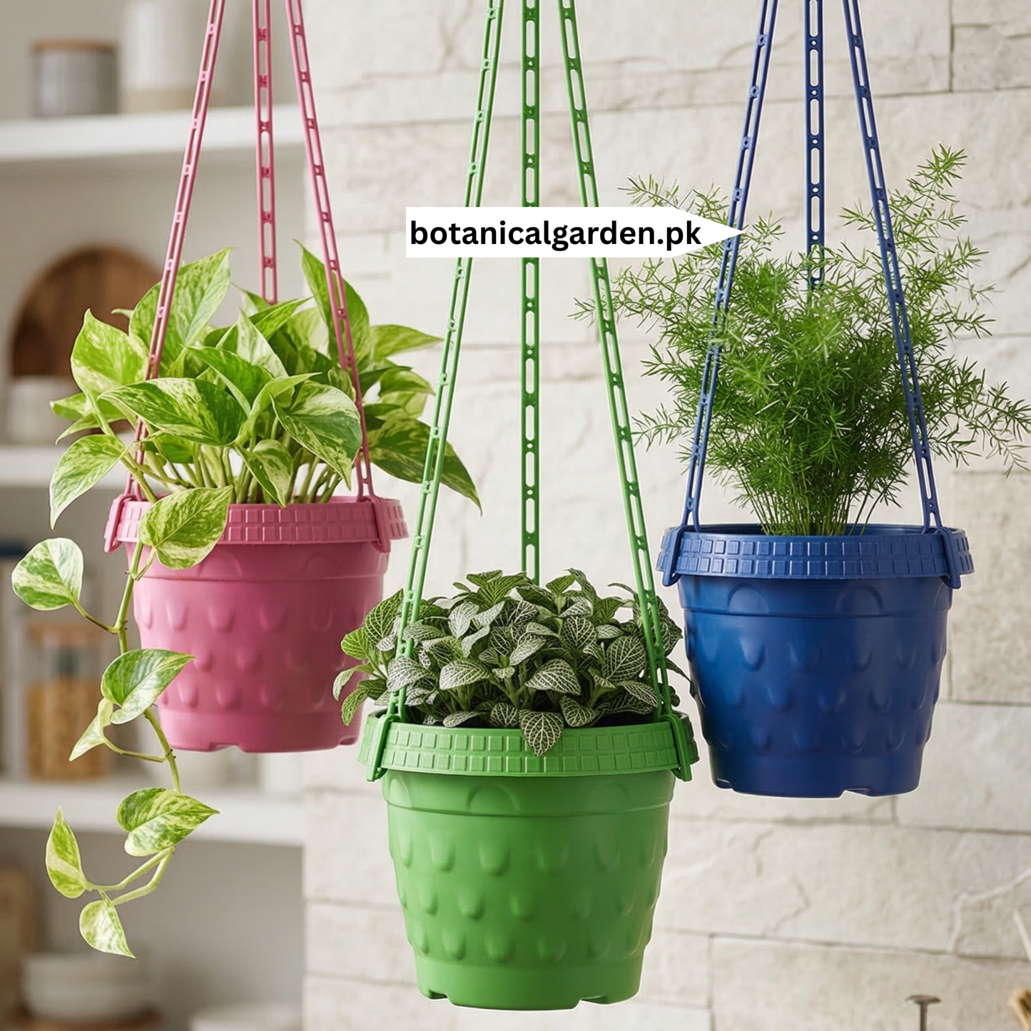 Colorful hanging pots