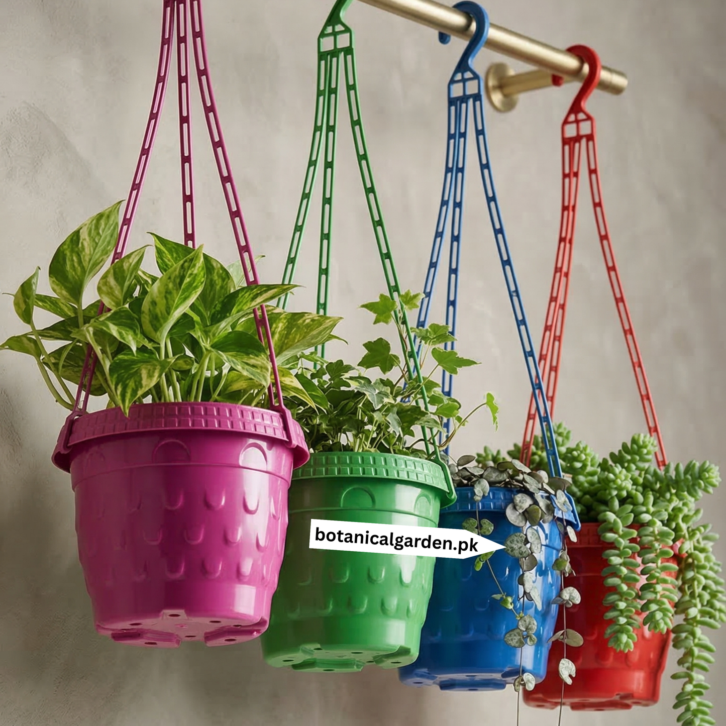 Colorful hanging pots