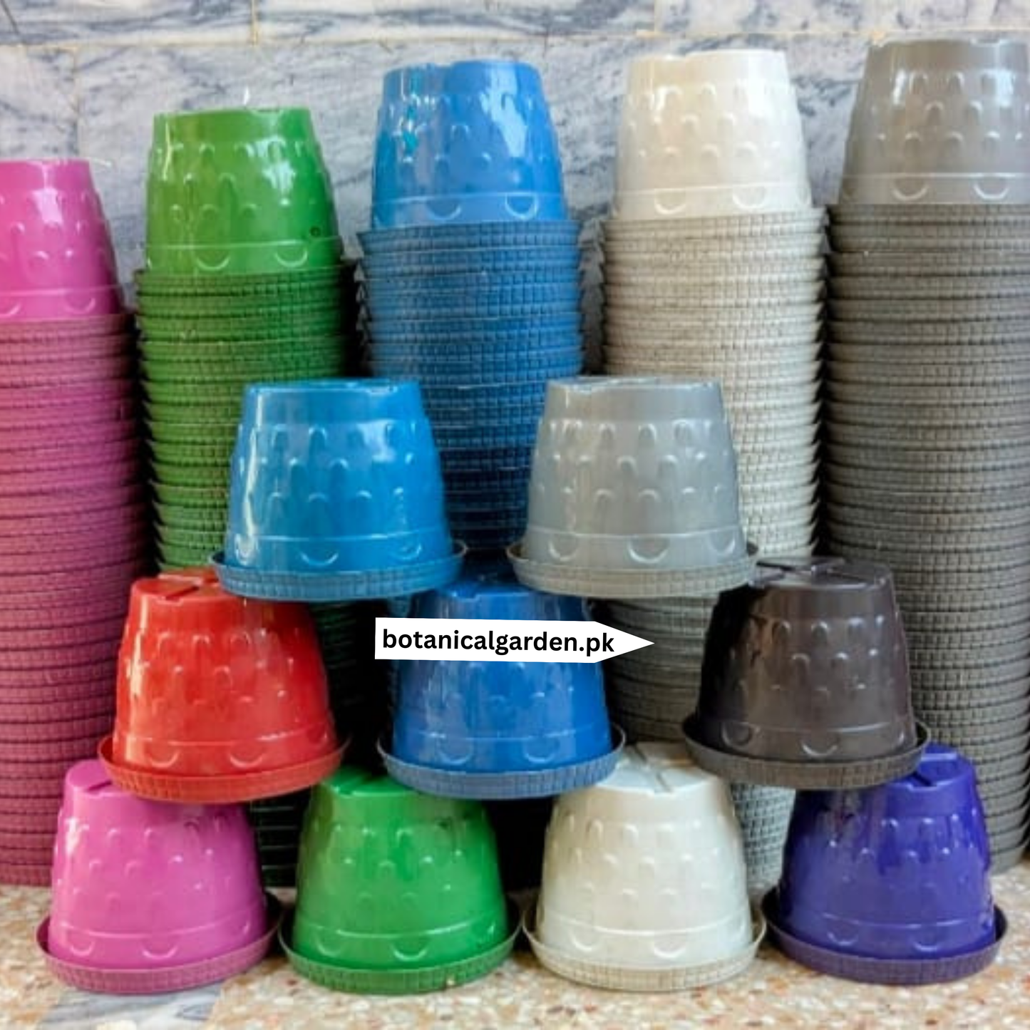 Colorful hanging pots