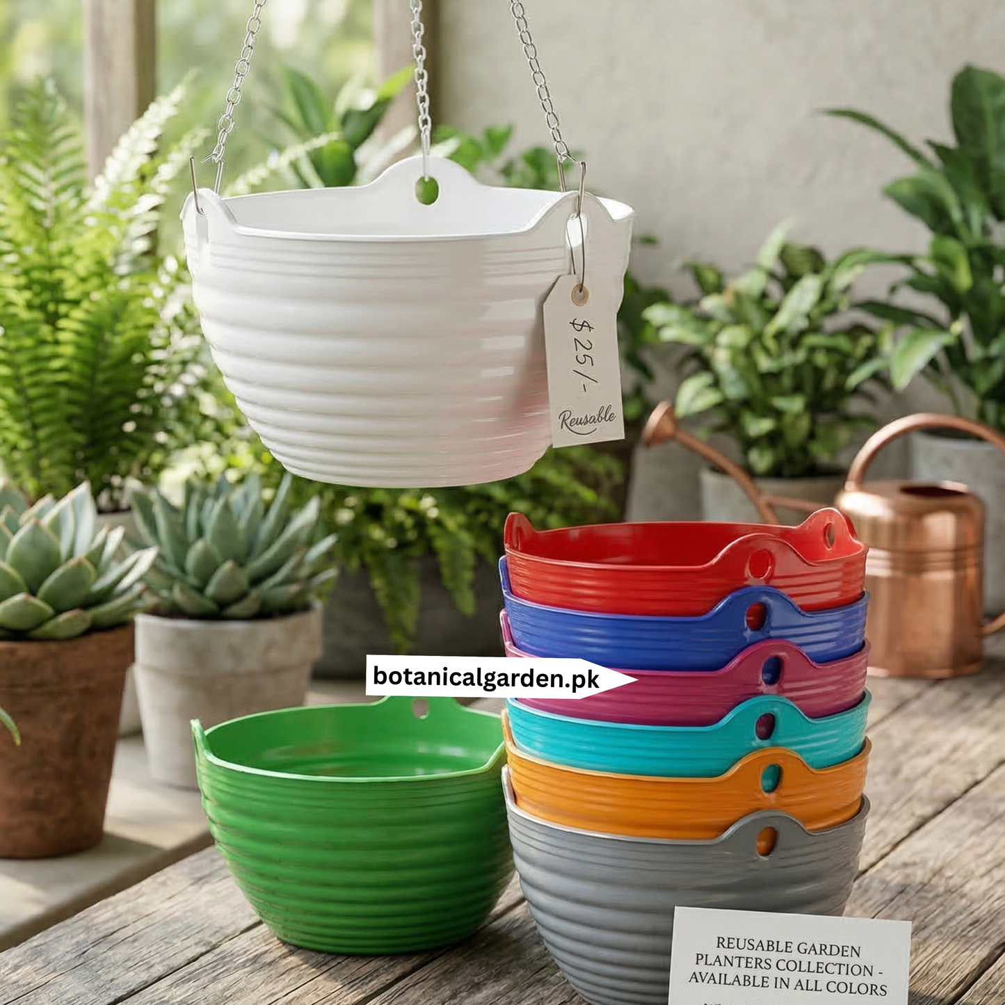 Wave Pattern Hanging Chain Basket
