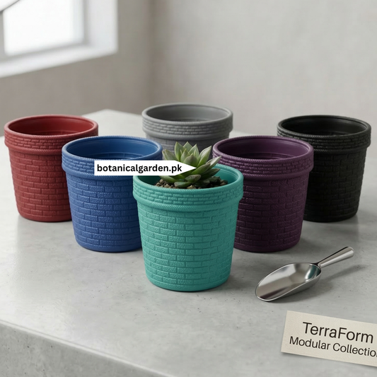 Plastic Fiber 3D Brick Texture Pot 8inch