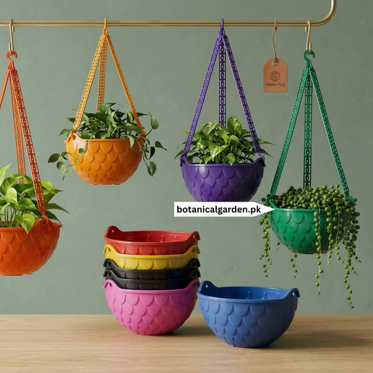 Weave Pattern Hanging Basket With Plastic Chain