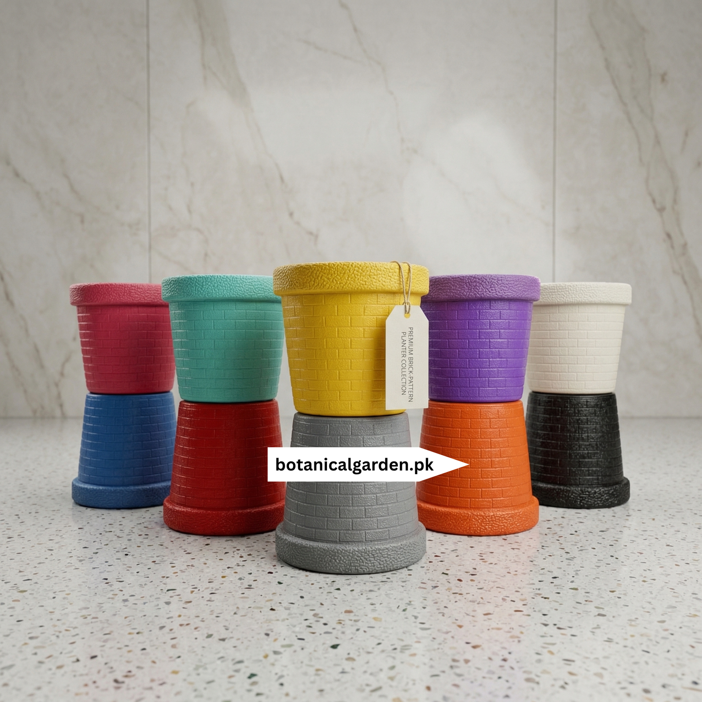 Fiber Brick Pattern Pot 8inch