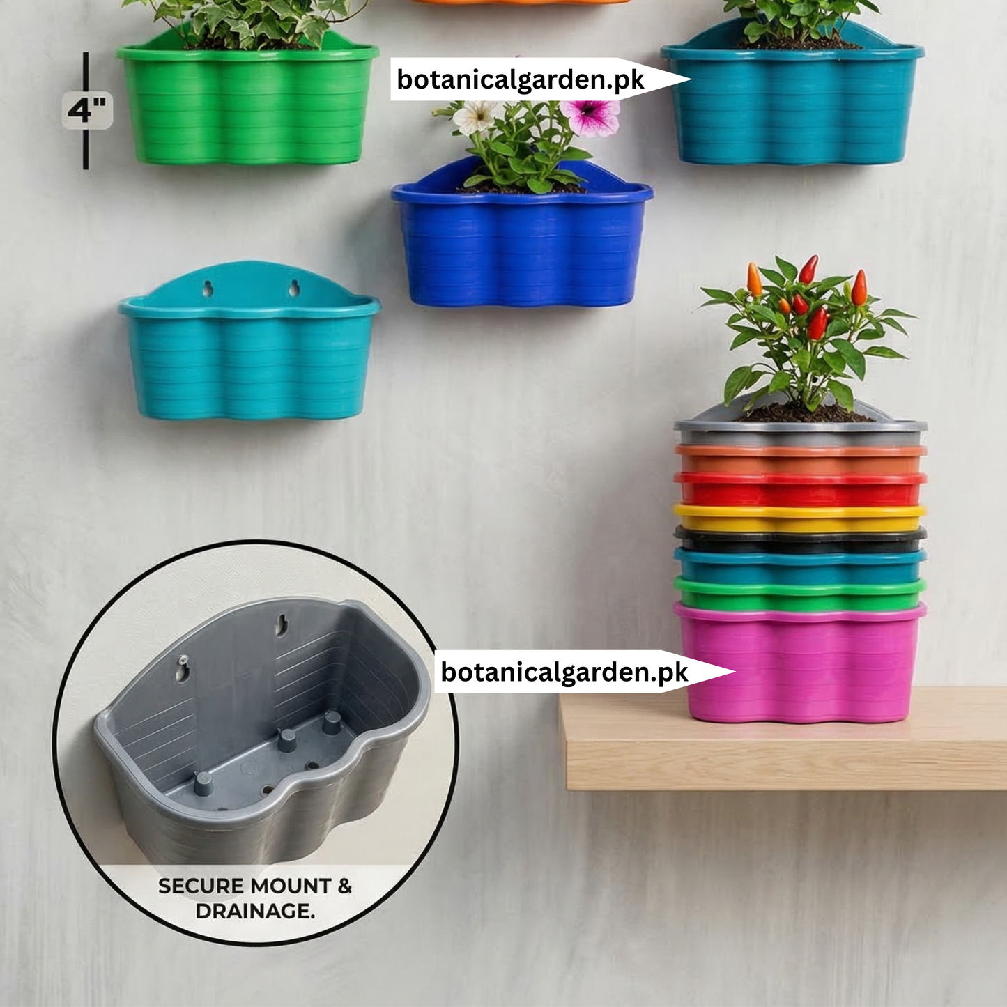 Vertical Wall Planter Pots 9inch